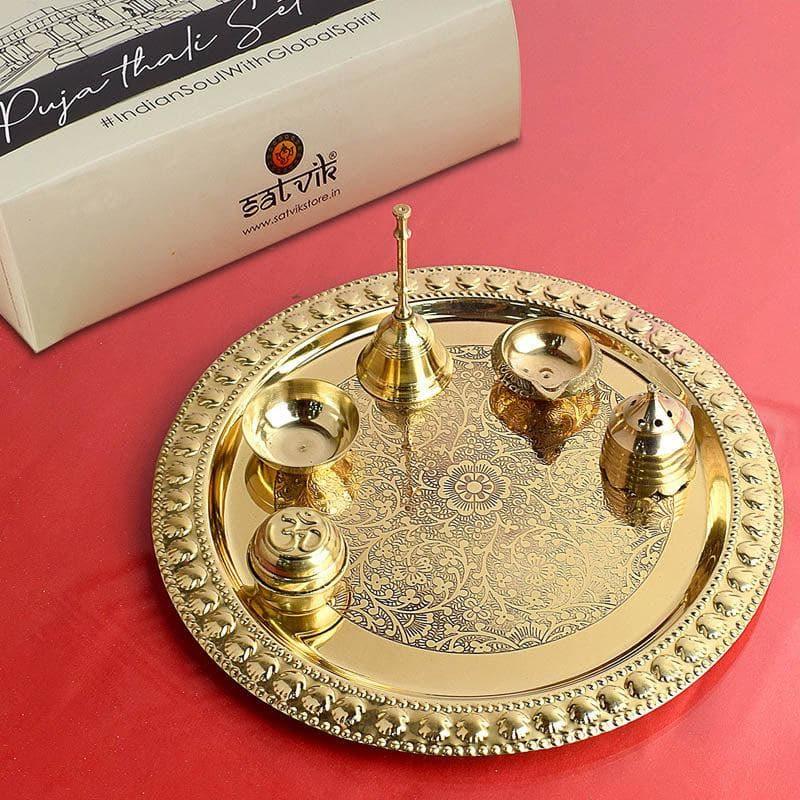 Buy Elegant Brass Pooja Thali Pooja Thali & Sets from Vaaree