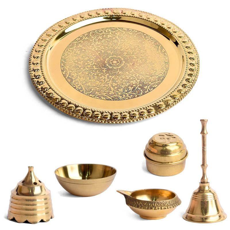 Buy Elegant Brass Pooja Thali Pooja Thali & Sets from Vaaree