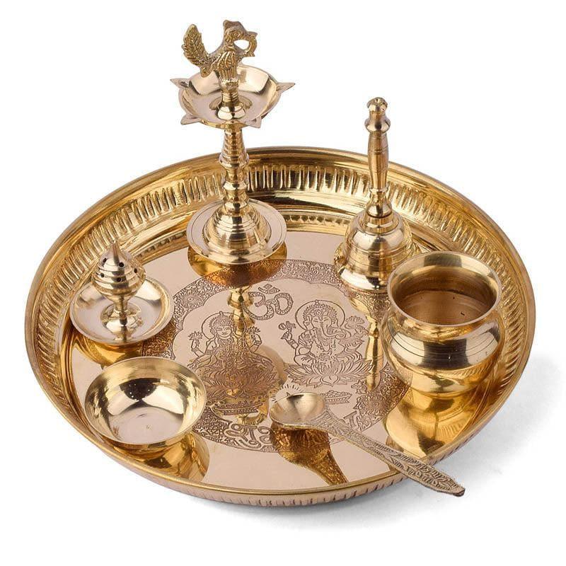 Buy Lakshmi Ganpati Brass Pooja Thali Pooja Thali & Sets from Vaaree