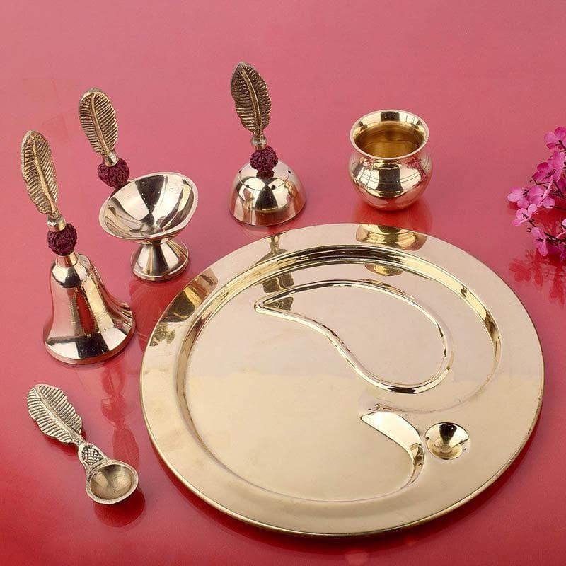 Buy Rudraksha Brass Pooja Thali Set Pooja Thali & Sets from Vaaree