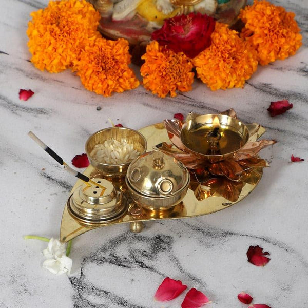 Buy Pooja Thali & Sets - Suhaya Pooja Diya & Thali Set at Vaaree online
