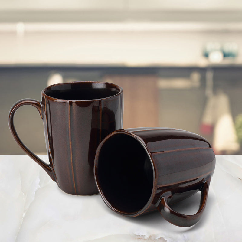 Buy Ciro Brown Ceramic Mug (300 ML) - Set Of Two Mug & Tea Cup from Vaaree