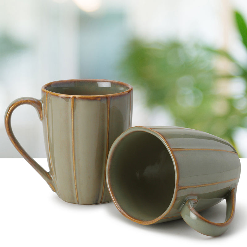 Buy Ciro Chrome White Ceramic Mug (300 ML) - Set Of Two Mug & Tea Cup from Vaaree