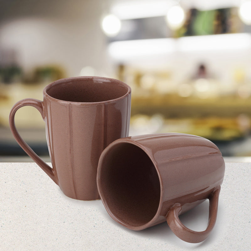 Buy Ciro Pastel Brown Ceramic Mug (300 ML) - Set Of Two Mug & Tea Cup from Vaaree