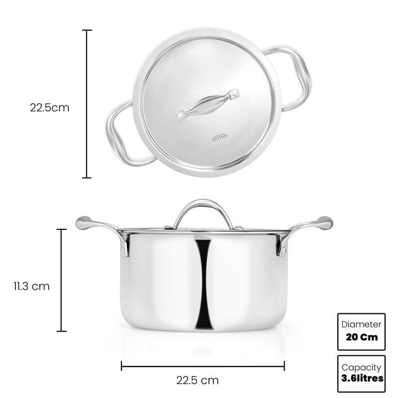 Cooking Pot - Allo Innoware Induction Safe Cooking Pot With Lid - 3600 ml/8 Inches