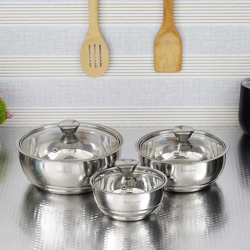 Bowl - Chocola Serving Pot (500, 900 & 1500 ML) - Set Of Three