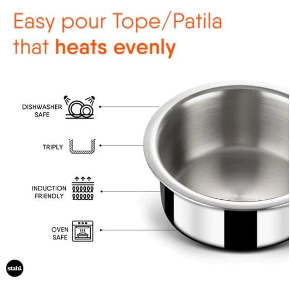 Pateela - Stahl Kitchen Stainless Steel Pateela - 4700 ml/10 inches