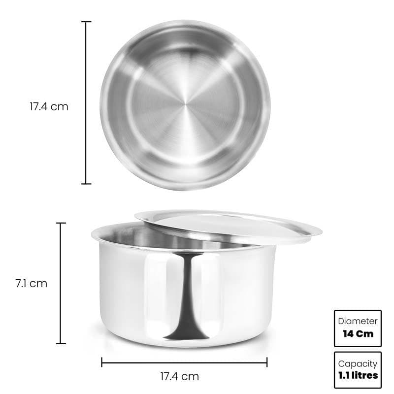 Buy Gusto Stainless Steel Pateela - 1100 ML / 6 Inches Pateela from Vaaree