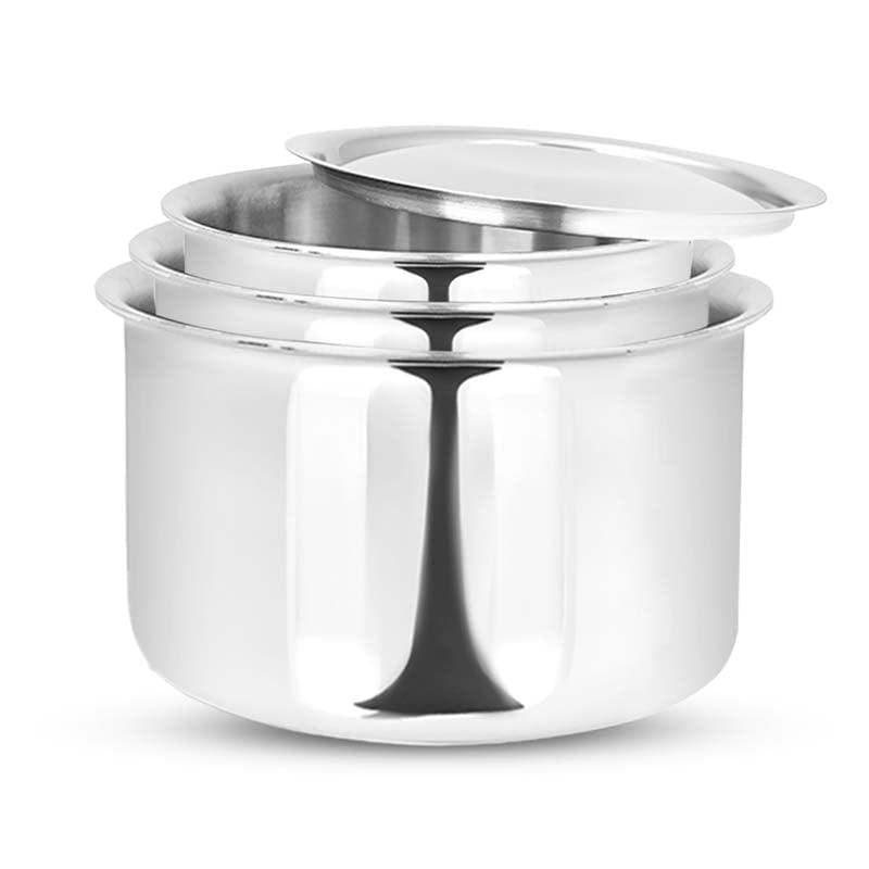 Buy Gusto Stainless Steel Pot (1700, 2700, 3800 ML) - Set Of Three Pateela from Vaaree