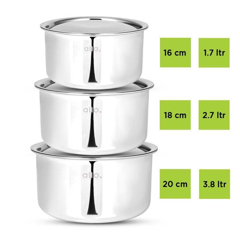 Buy Pot - Gusto Stainless Steel Pot (1700, 2700, 3800 ML) - Set Of Three at Vaaree online