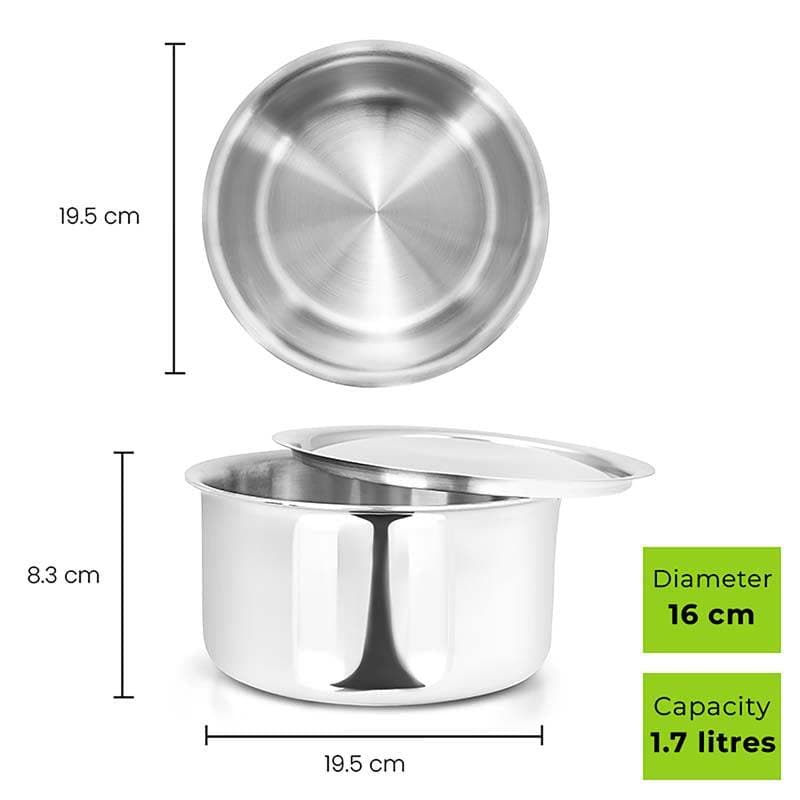 Buy Gusto Stainless Steel Pot (1700, 2700, 3800 ML) - Set Of Three Pateela from Vaaree