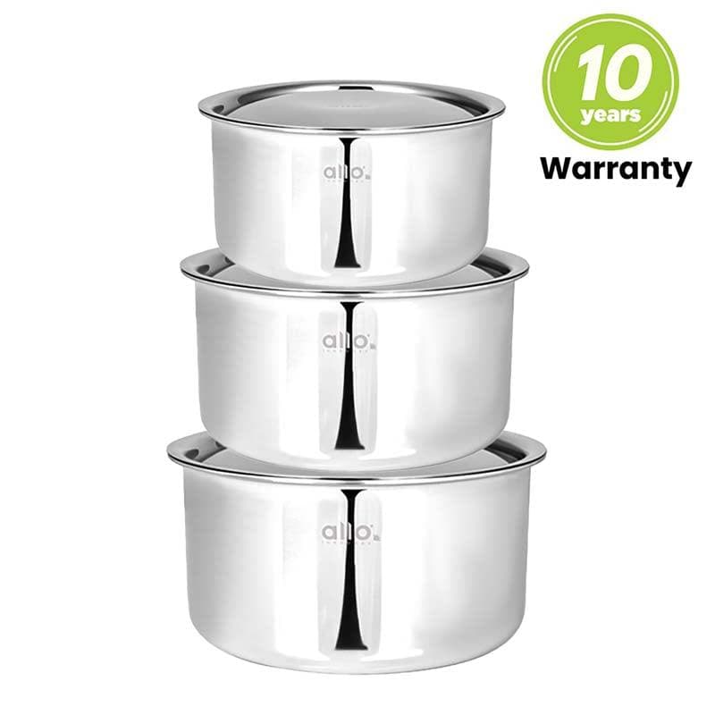 Buy Gusto Stainless Steel Pot (1700, 2700, 3800 ML) - Set Of Three Pateela from Vaaree