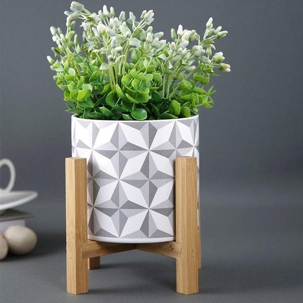 Buy Pots & Planters - Alon Matte Planter with Wooden stand at Vaaree online