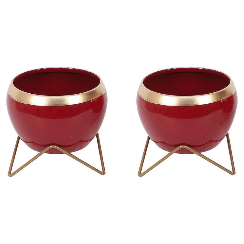 Buy Apple Dun Planter (Red) - Set Of Two Pots & Planters from Vaaree