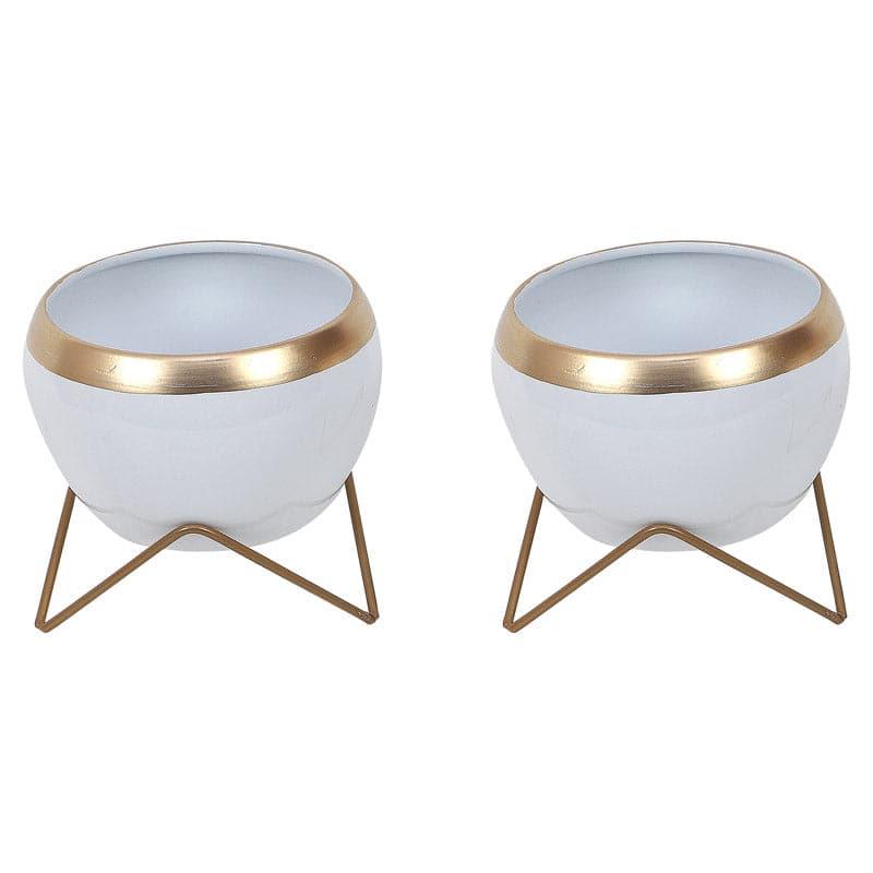 Buy Apple Dun Planter (White) - Set Of Two Pots & Planters from Vaaree