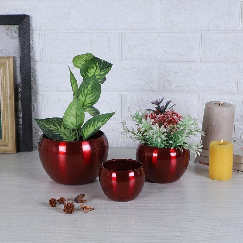 Buy Applo Pine Planter (Red) - Set Of Three Pots & Planters from Vaaree