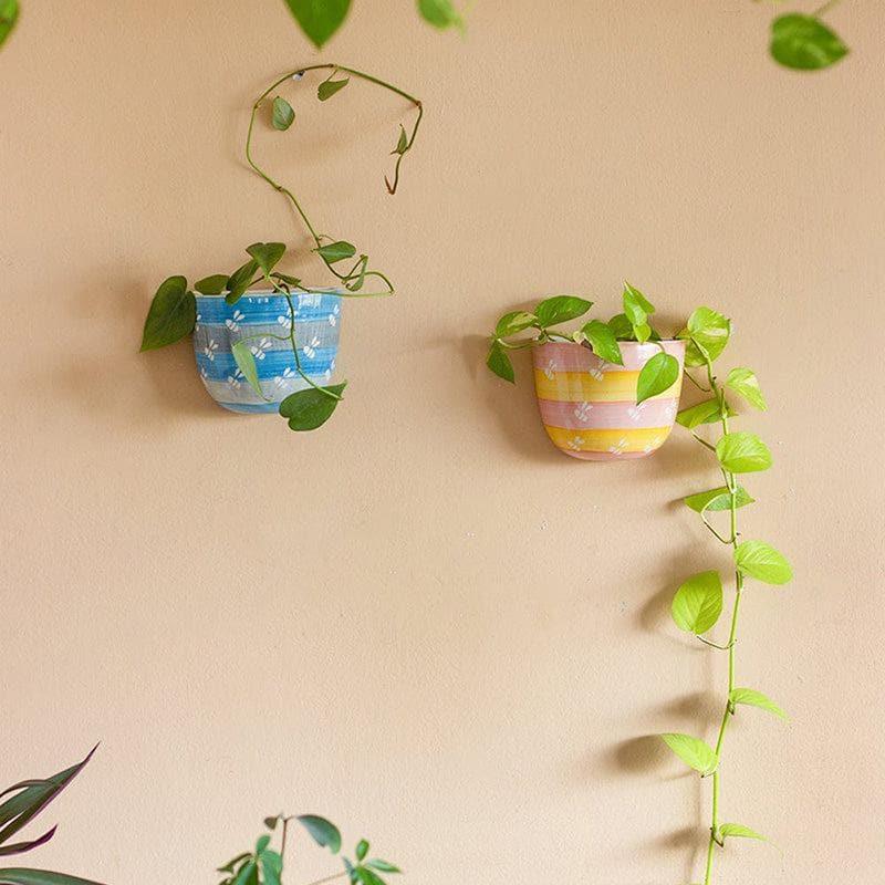 Pots & Planters - Bees Knees Wall Ceramic Planter- Cerrulean Blue