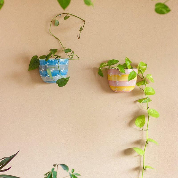 Buy Pots & Planters - Bees Knees Wall Ceramic Planter- Cerrulean Blue at Vaaree online