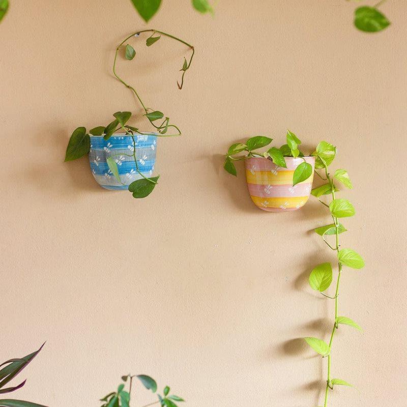 Buy Bees Knees Wall Ceramic Planter- Cerrulean Blue Pots & Planters from Vaaree