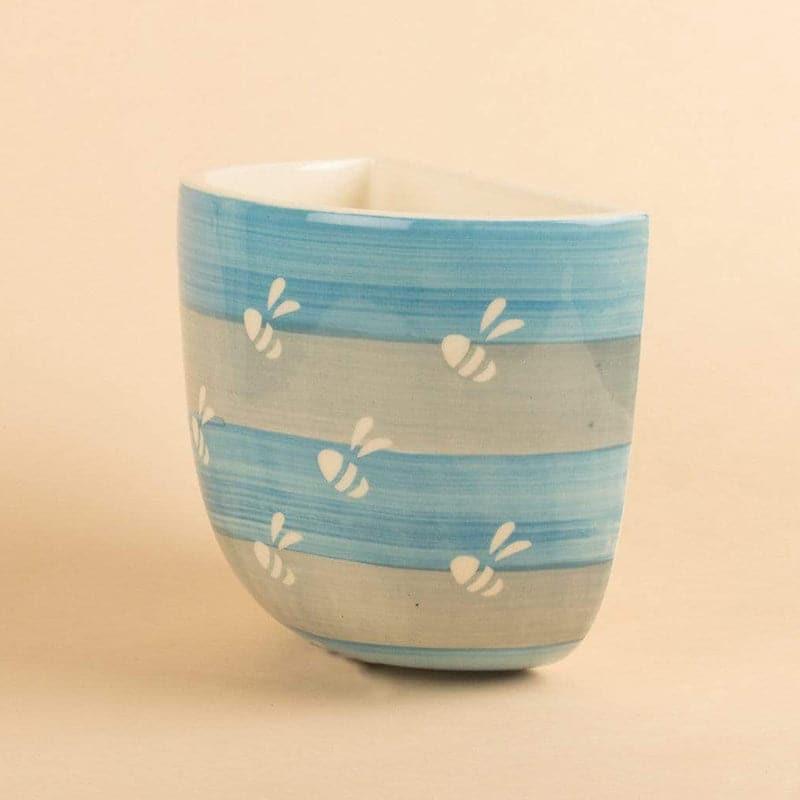 Buy Bees Knees Wall Ceramic Planter- Cerrulean Blue Pots & Planters from Vaaree