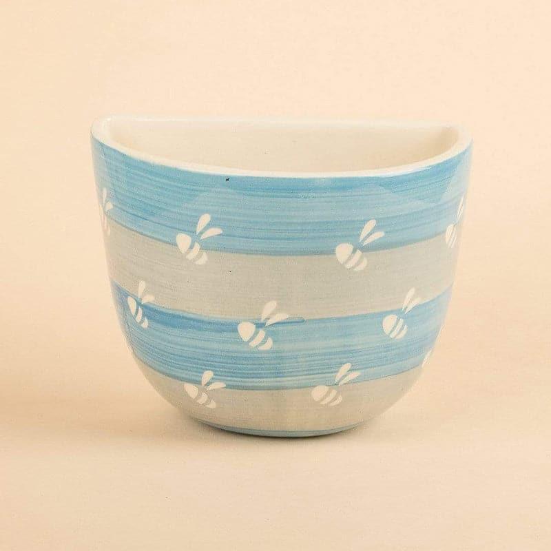 Buy Bees Knees Wall Ceramic Planter- Cerrulean Blue Pots & Planters from Vaaree