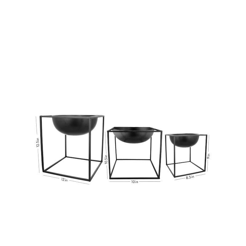 Buy Bowlish Metal Planter (Black) - Set Of Three Pots & Planters from Vaaree