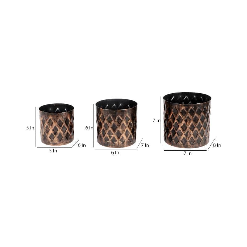 Buy Diamo Hammered Planter - Set Of Three Pots & Planters from Vaaree