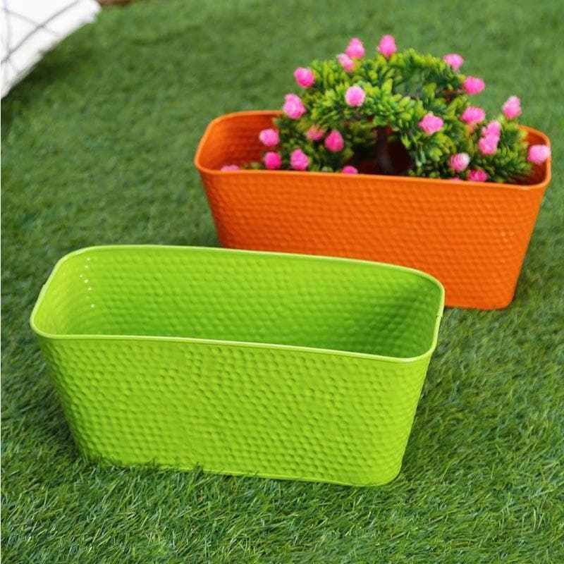 Buy Grow Greens Planter (Green & Orange) - Set Of Two Pots & Planters from Vaaree