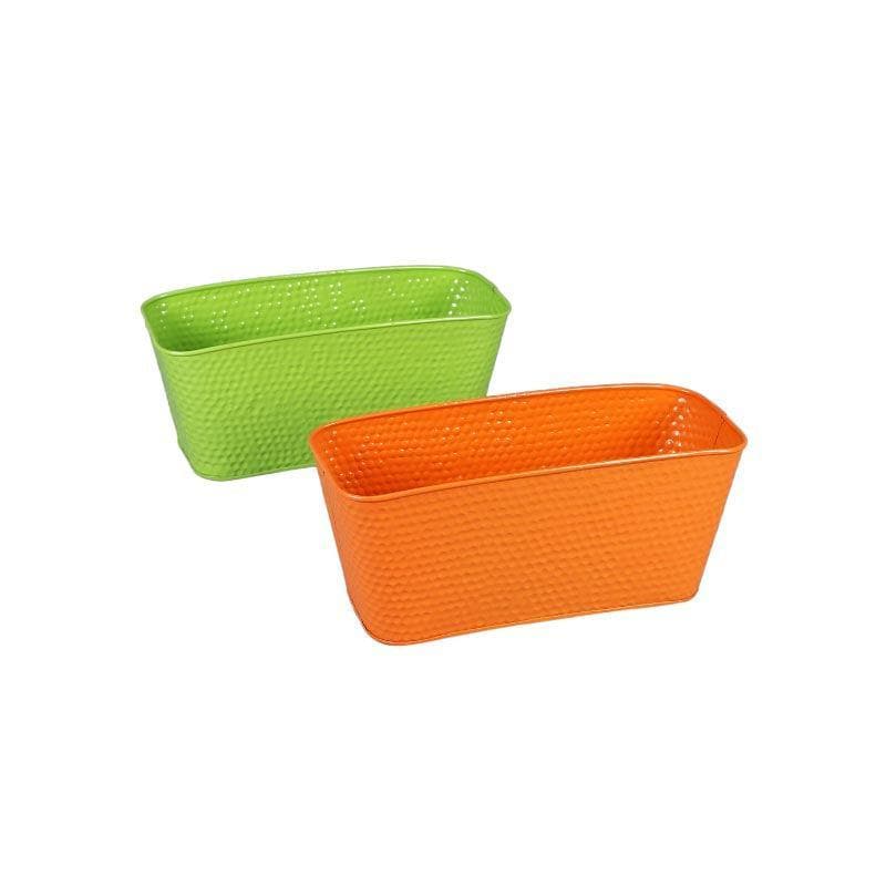 Buy Grow Greens Planter (Green & Orange) - Set Of Two Pots & Planters from Vaaree