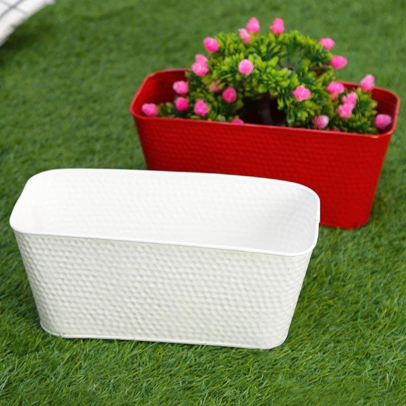 Buy Grow Greens Planter (Red & White) - Set Of Two Pots & Planters from Vaaree