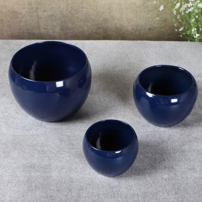 Buy Pots & Planters - Ivera Dune Planter (Blue) - Set Of Three at Vaaree online