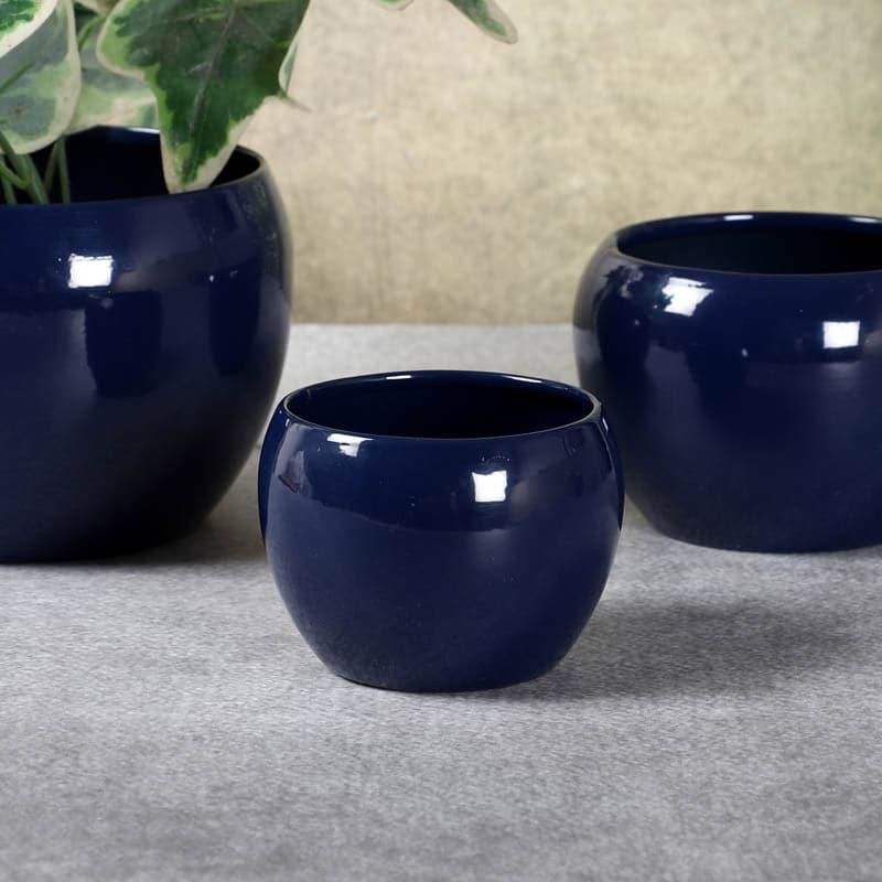 Buy Pots & Planters - Ivera Dune Planter (Blue) - Set Of Three at Vaaree online