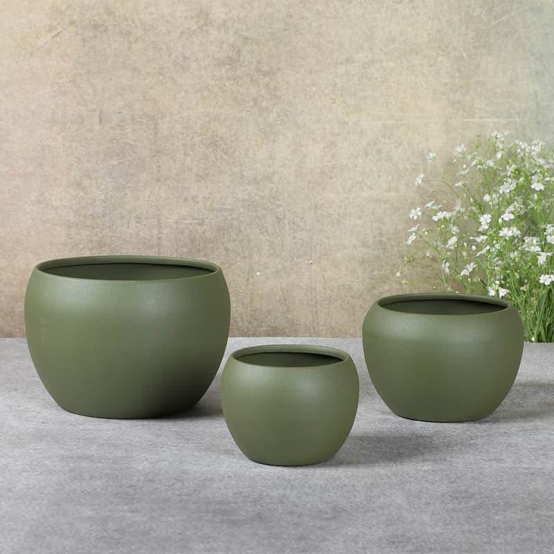 Buy Pots & Planters - Ivera Dune Planter (Green) - Set Of Three at Vaaree online