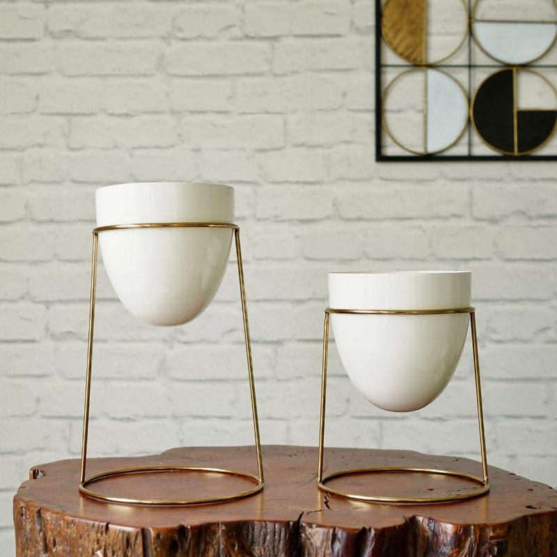 Buy Khloe Dip Planter (White) - Set Of Two Pots & Planters from Vaaree