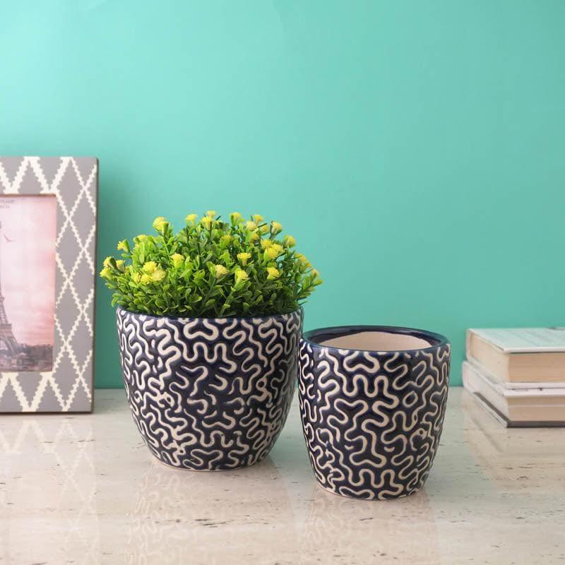 Buy Magic Maze Planter (Blue) - Set Of Two Pots & Planters from Vaaree