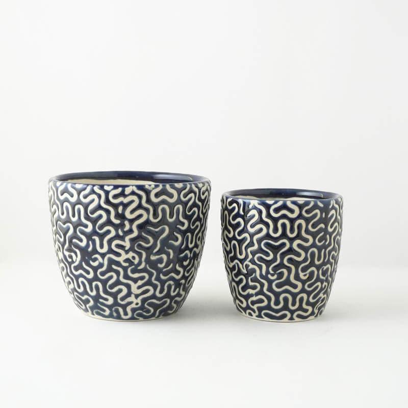 Buy Magic Maze Planter (Blue) - Set Of Two Pots & Planters from Vaaree