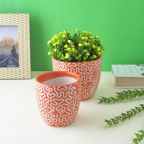 Buy Magic Maze Planter (Orange) - Set Of Two Pots & Planters from Vaaree