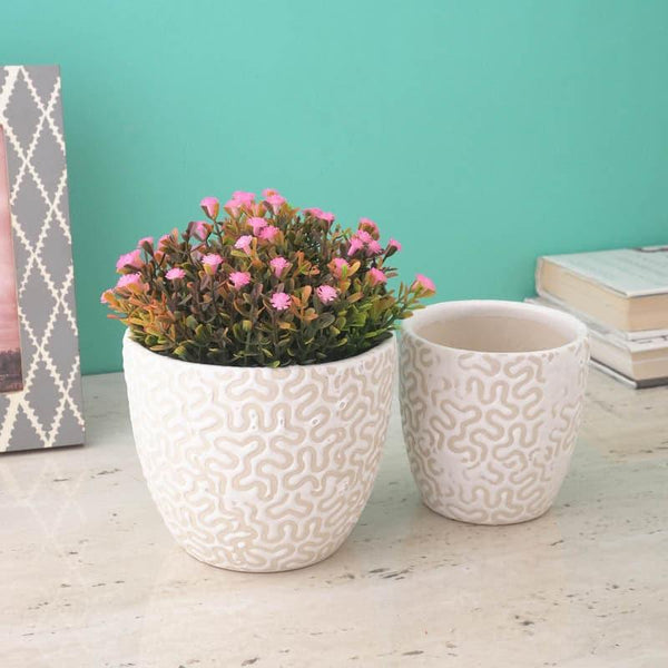 Buy Magic Maze Planter (White) - Set Of Two Pots & Planters from Vaaree