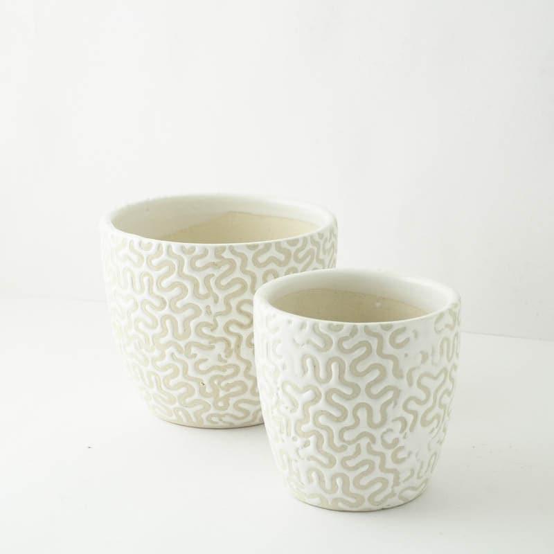 Buy Magic Maze Planter (White) - Set Of Two Pots & Planters from Vaaree