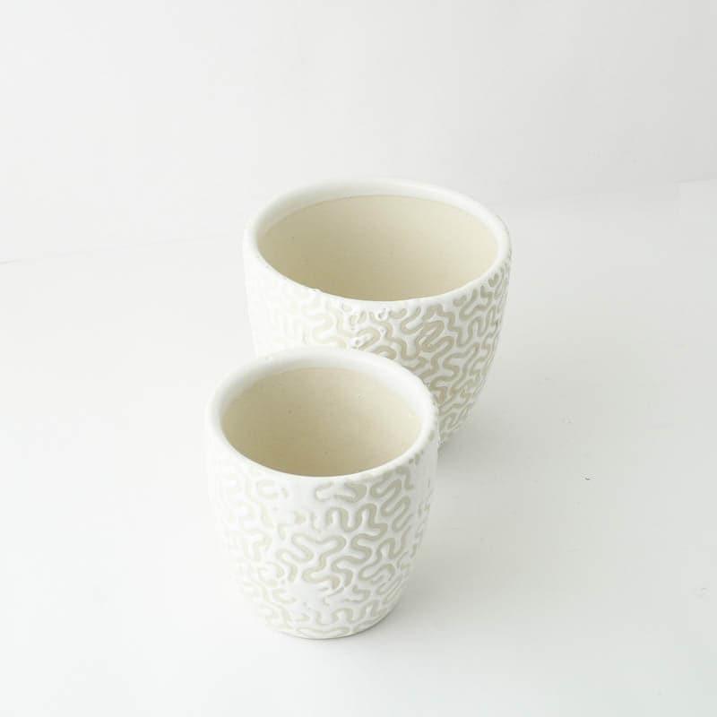 Buy Magic Maze Planter (White) - Set Of Two Pots & Planters from Vaaree