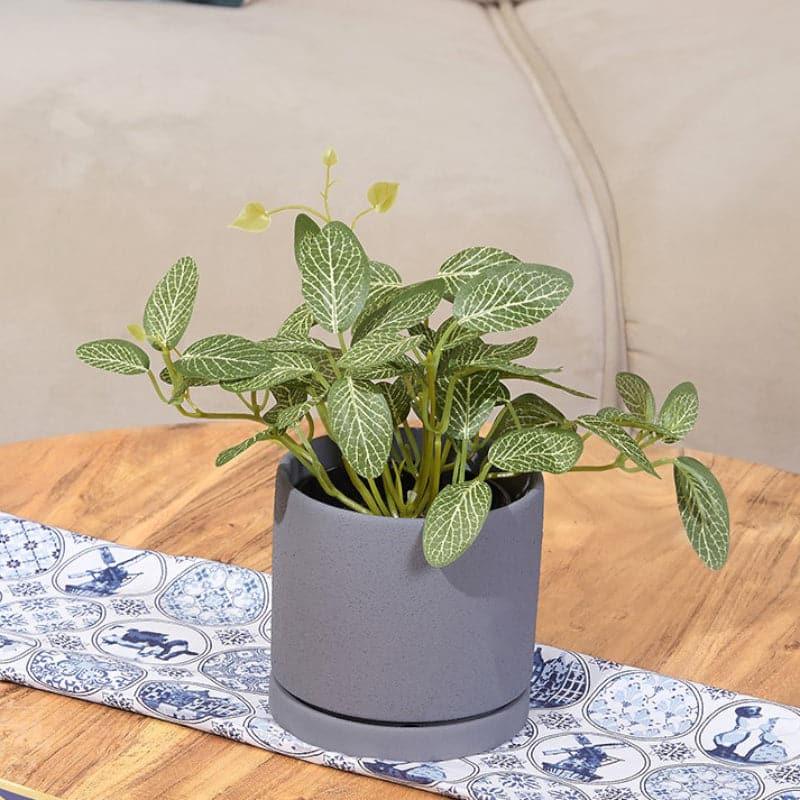 Buy Mrida Textured Planter With Plate - Grey Pots & Planters from Vaaree