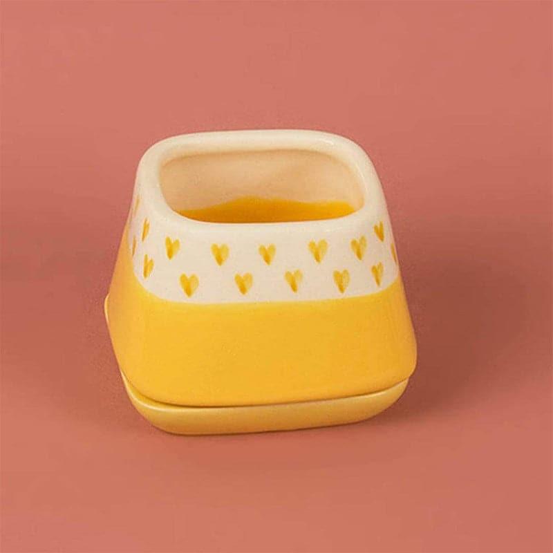 Buy Nova Hearts Ceramic Planter - Yellow Pots & Planters from Vaaree