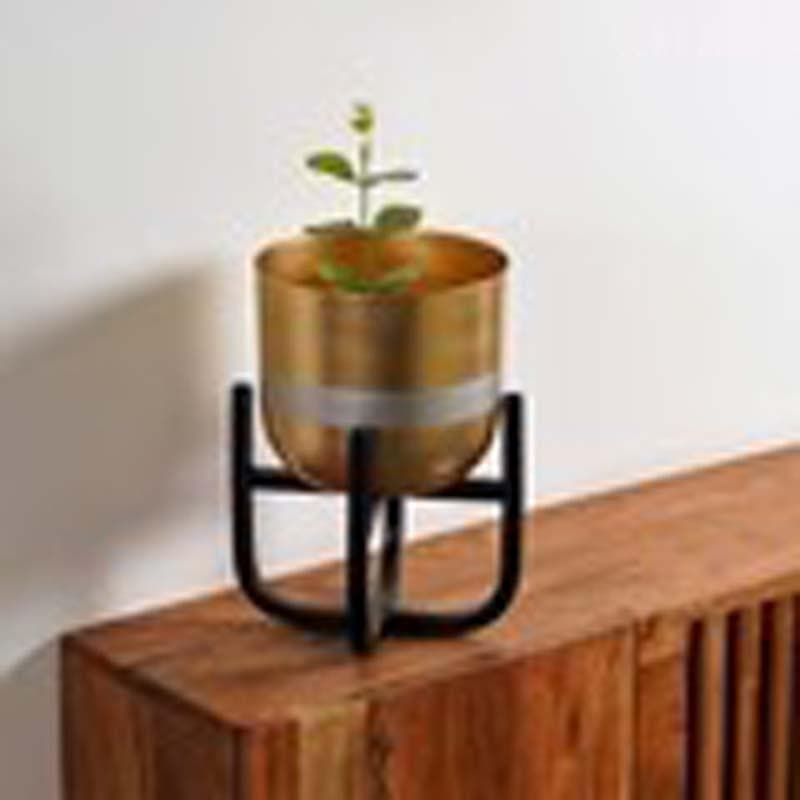 Buy Silver Lining Table Planter With Stand Pots & Planters from Vaaree