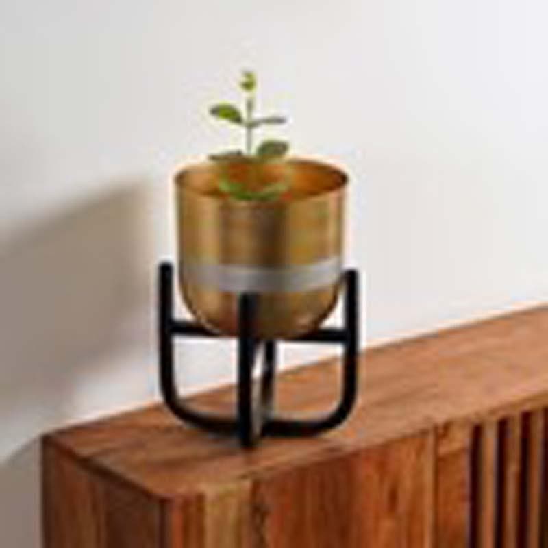 Buy Silver Lining Table Planter With Stand - Set Of Two Pots & Planters from Vaaree