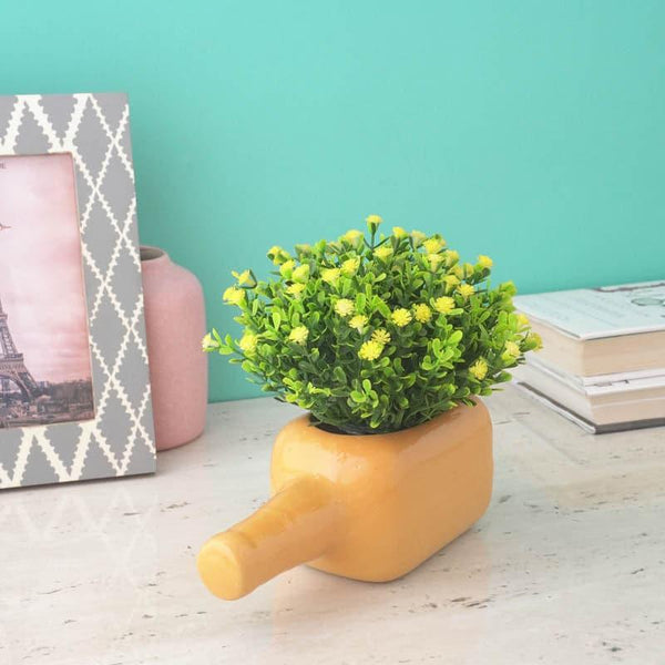 Buy Slanting Bottle Planter - Yellow Pots & Planters from Vaaree