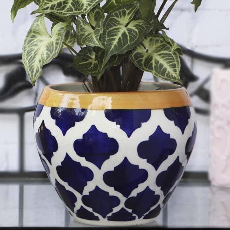 Buy Ugaoo Apple Rose Ceramic Pot (15 CM) - Blue Pots & Planters from Vaaree