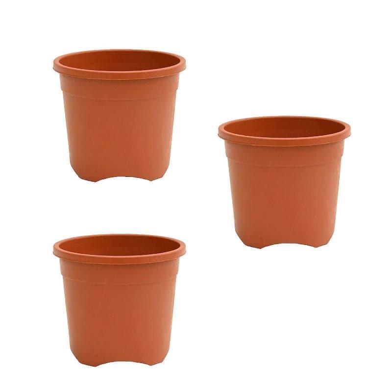 Buy Ugaoo UV Treated Brown Plastic Pot (20 CM) - Set Of Three Pots & Planters from Vaaree