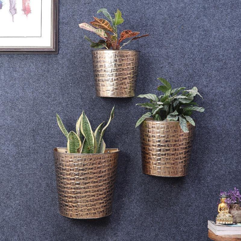 Buy Virika Vasa Planter (Gold) - Set Of Three Pots & Planters from Vaaree