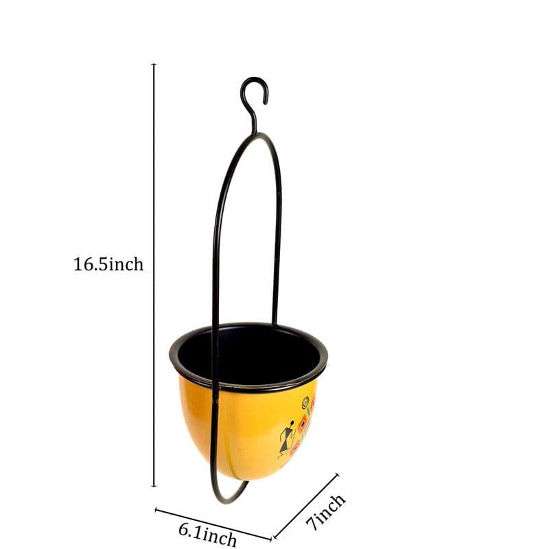 Buy Yellow Love Oval Hanging Planter Pots & Planters from Vaaree