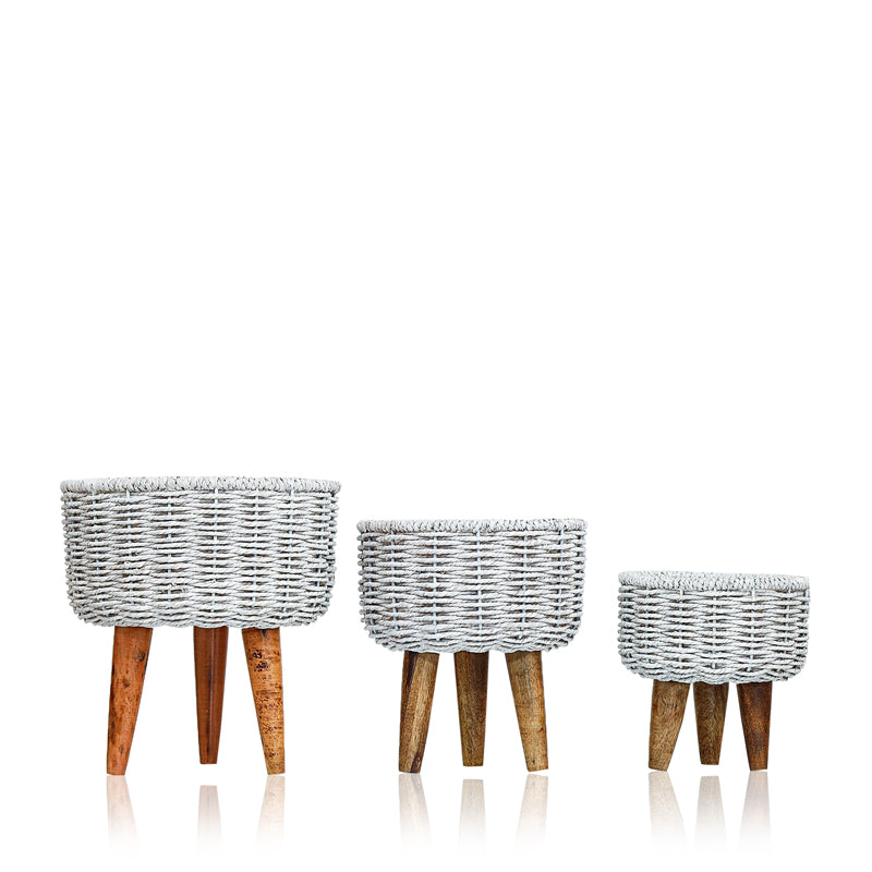 Buy Heartha Jute Planter (Grey) - Set Of Three Pots & Planters from Vaaree